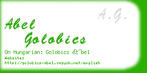 abel golobics business card